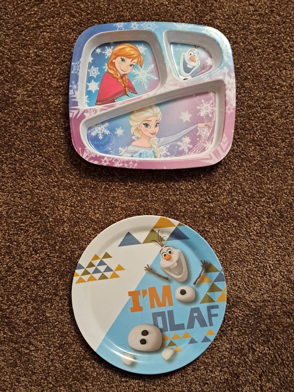 Zak! Designs Disney Frozen divided plate Elsa, Anna, Olaf &"I'm Olaf Plate - Picture 1 of 6